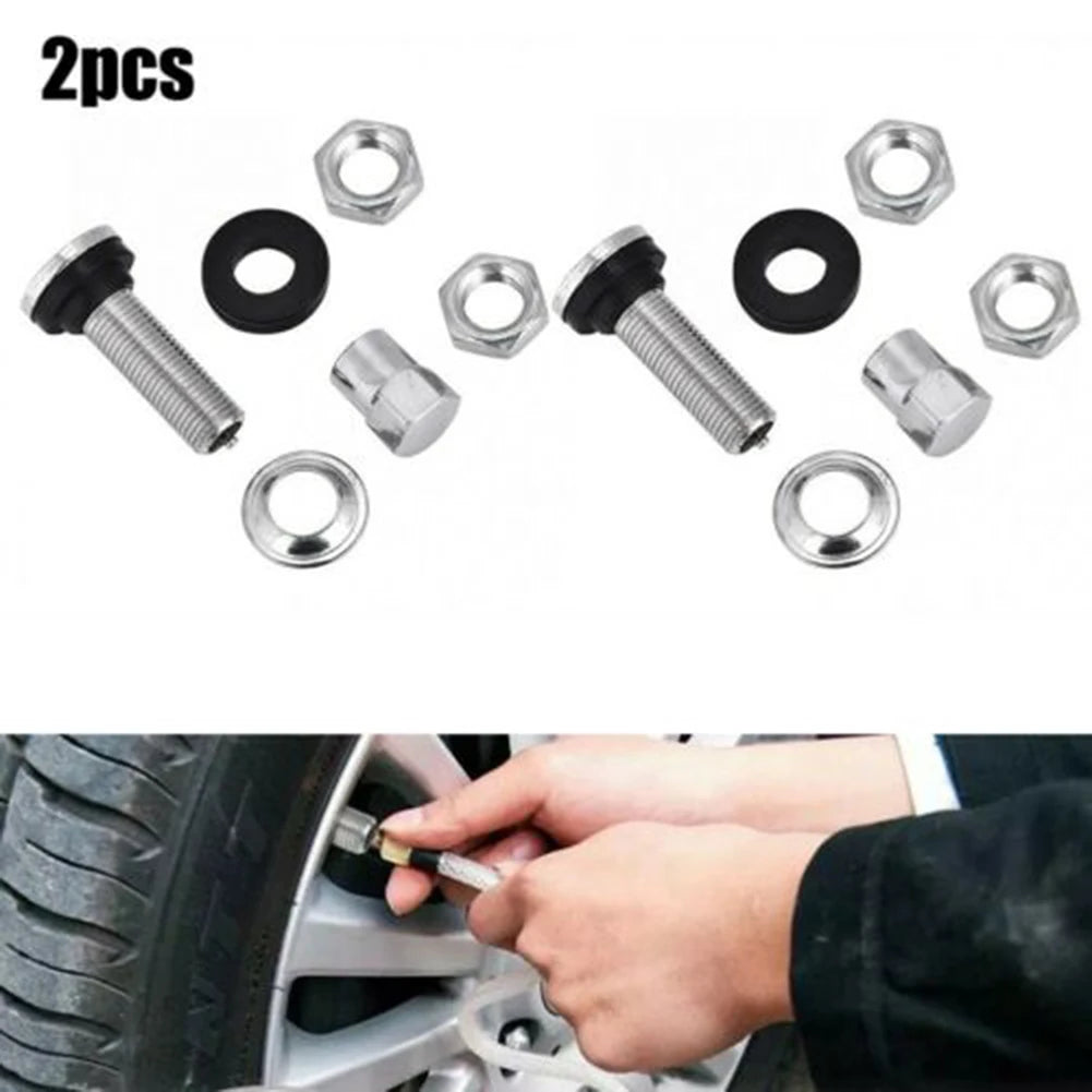 2 Pcs Car Tire Valve Short Stems Tubeless Vacuum Tire Valve Stems Silver Tire Valve Short Stems Auto Replacement Parts