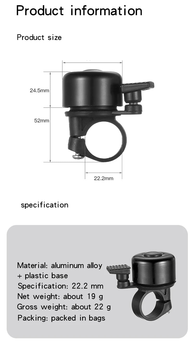 Bicycle Bell MTB Bike Sound Alarm Horn For Safety Warning Cycling Handlebar Metal Ring MTB & Road Bike Accessories New