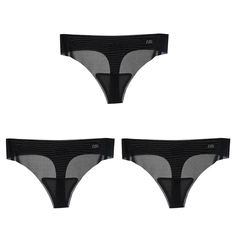 Transparent Thong Panties Women Ultra-thin Sense Sexy Female Seamless Low-waist Solid Color G-string Quick Drying Underwear amag