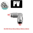 Pneumatic Push-In Tube Fittings – 4/6/8/10/12mm OD, Multiple Types: Straight Union, Elbow, Tee, Male Thread, Quick-Connect