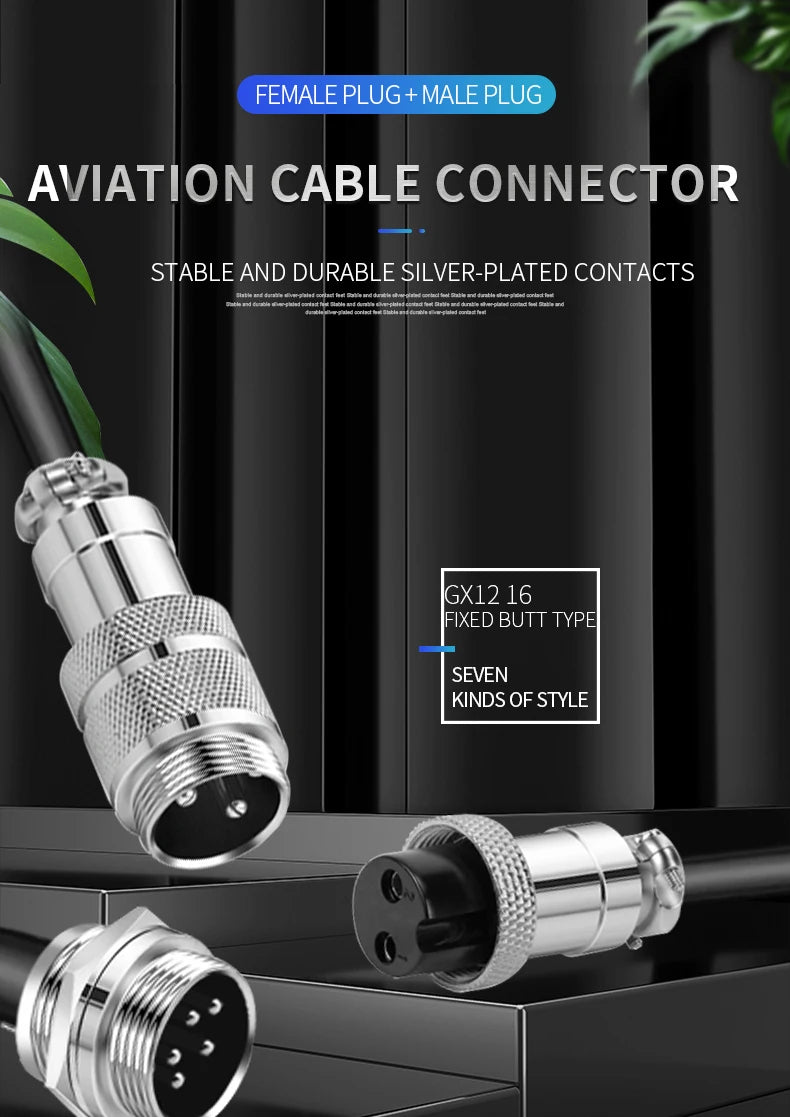 1PCS GX16 Auto Waterproof Connectors 2-10 Pins with Power Cable Line Socket Plug—Suitable for Industrial Machinery and Equipment