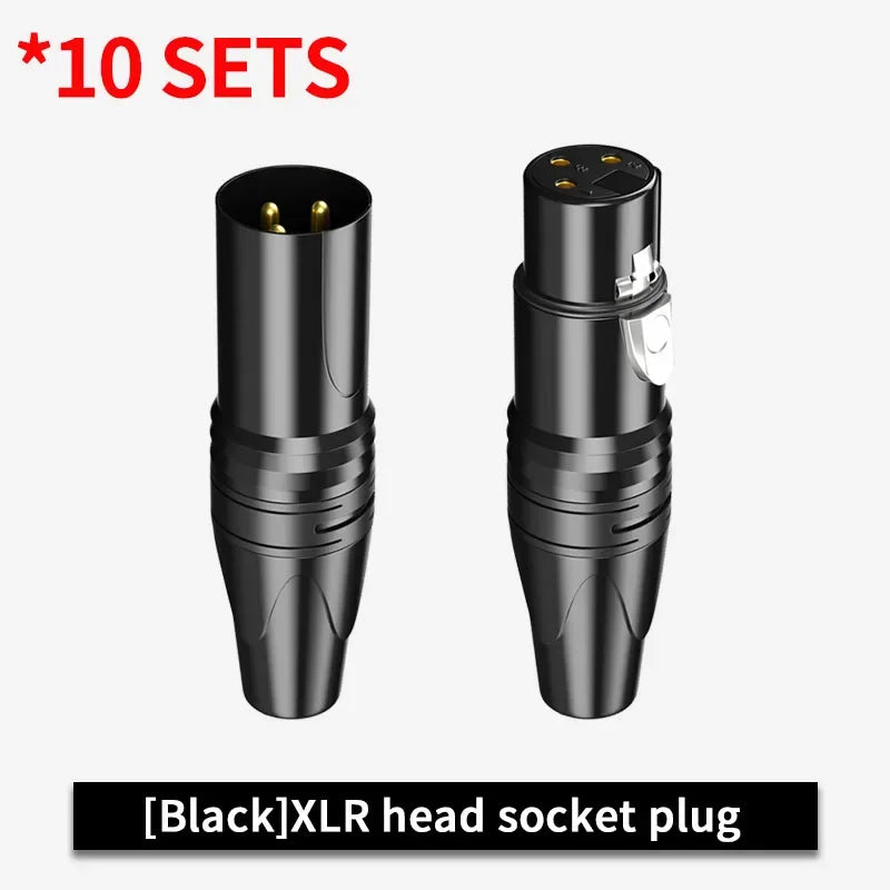 10 Set 3Pin XLR Color Head Pure Copper Pin Male and Female Audio Microphone Connector Canon Welding Plug Socket