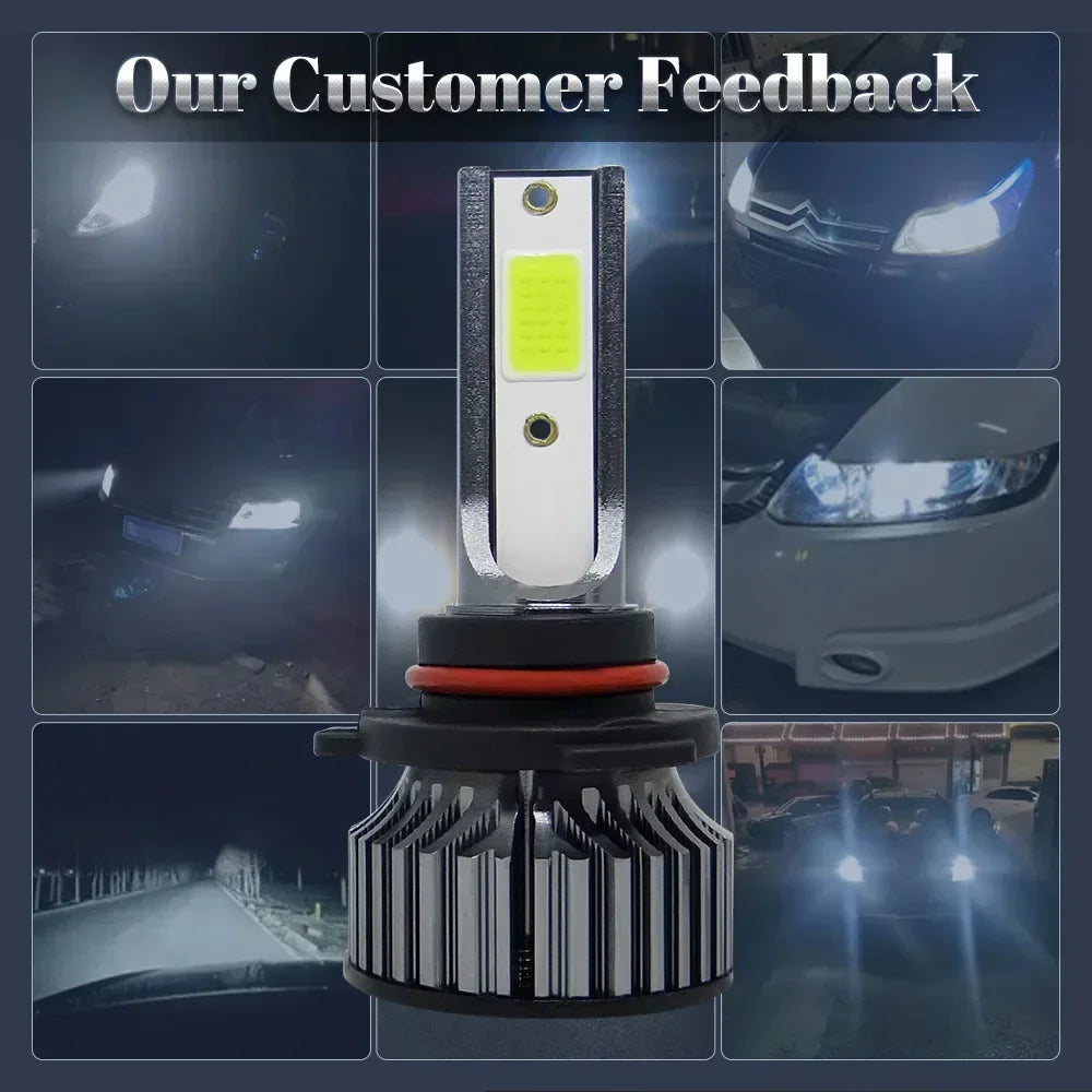 H7 H4 Canbus LED Light Bulb H1 H8 H9 H11 9005 HB3 Headlight Mini Size Design Wireless Super Bright CSP Chips 30000LM 6000K Amagi