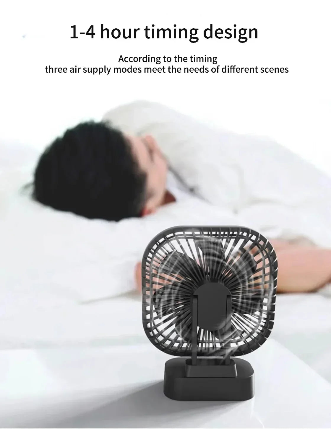 AD-Desktop Mini Rechargeable USB Fan With Timer Foldable 3 Speed 7 Leaf Portable Quiet Fan For Office Outdoor Camping Amagi