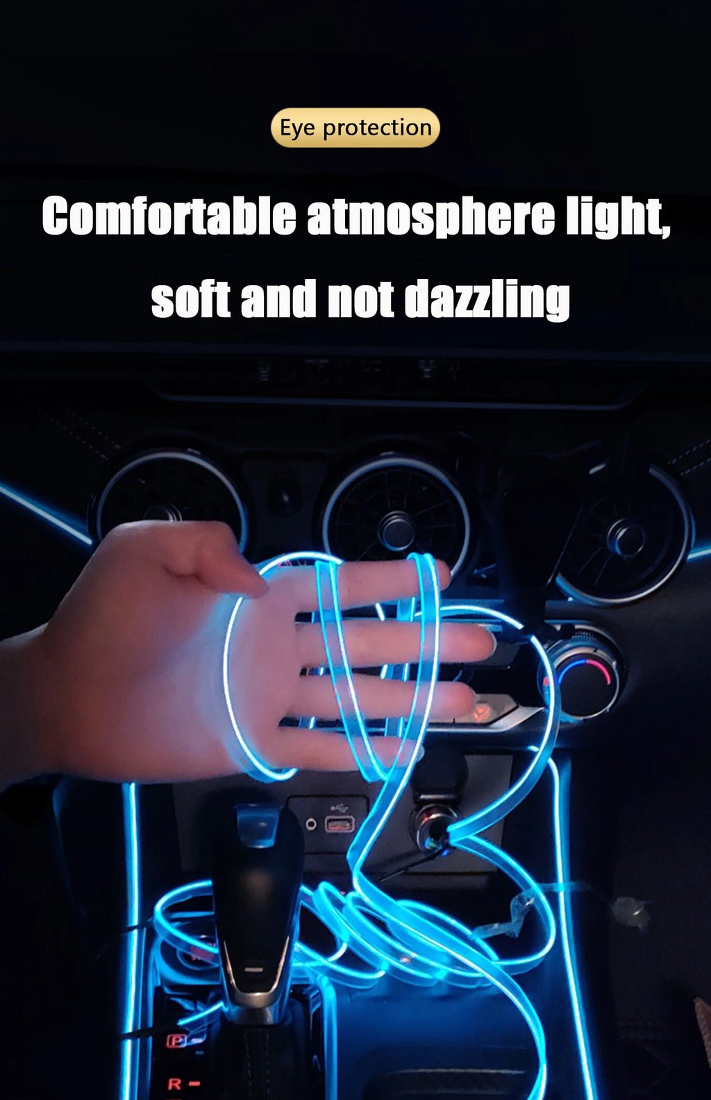 1M/3M/5M USB LED Ambient Light For Car LED Panel Dashboard Neon Strip Interior Decorations Atmosphere EL Light Line Tube With