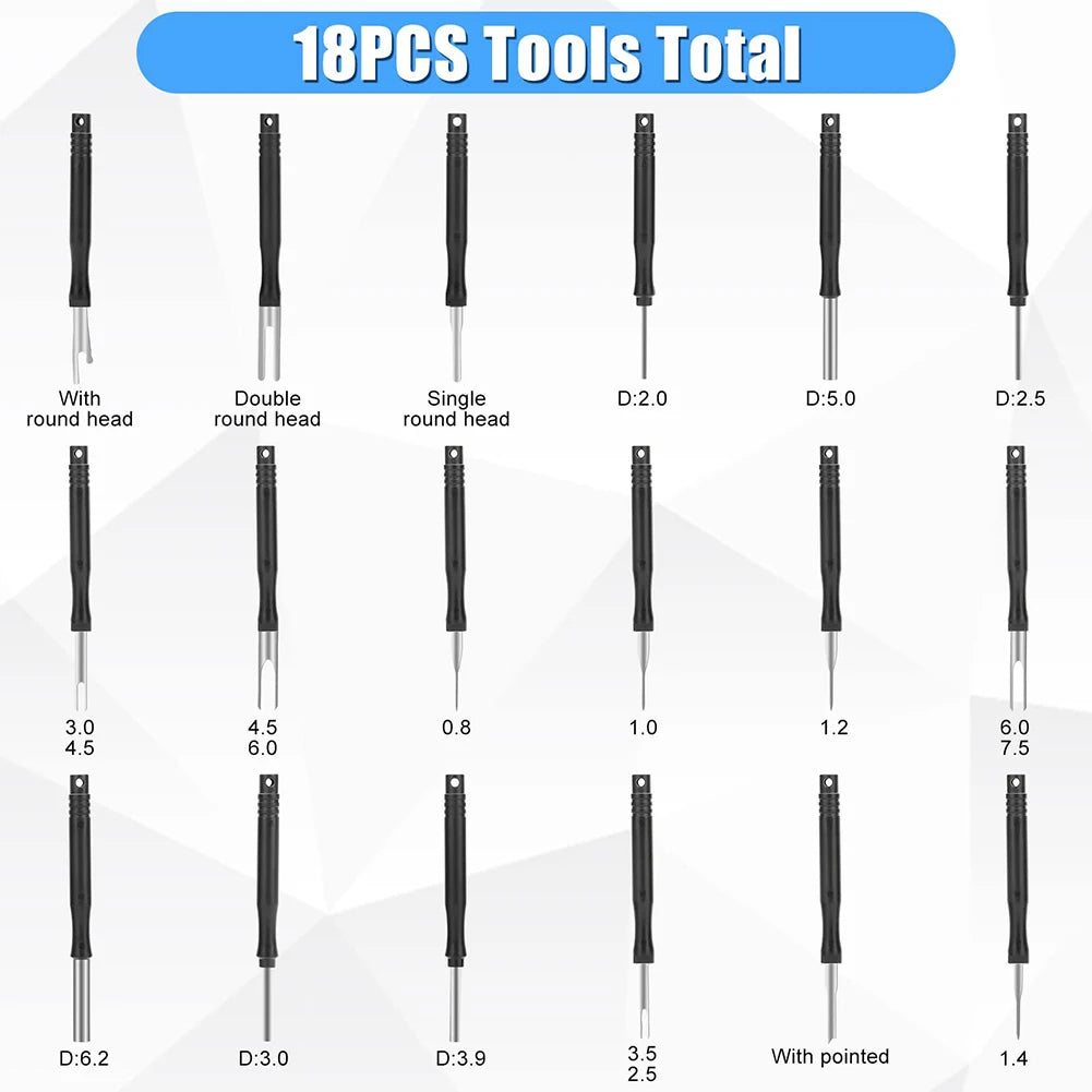18 Pcs Car Cable Plug Removal Tool Pin Extractor Repair Remover Key Tools With Box Car Auto Cable Plug Remove Pin Puller