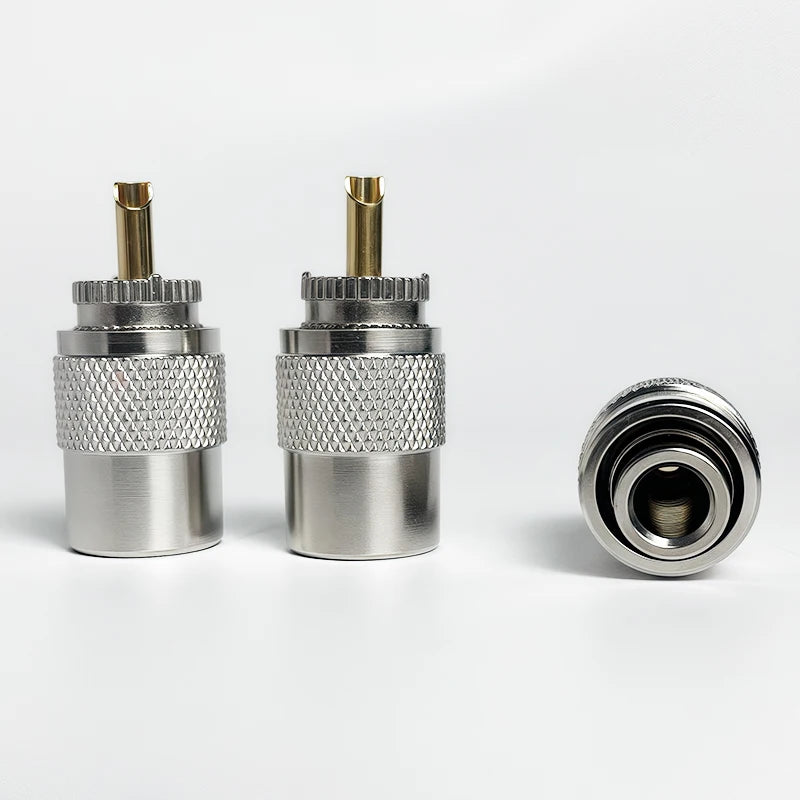 UHF Male Plug & N-Type Male Plug RF Connectors, Gold-Plated Brass Crimp Adapter for RG58 RG59 RG6U Coaxial Cable, Antenna Use