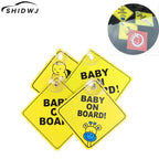 1PC Baby On Board Sign with Suction Cup Car Window Yellow REFLECTIVE Warning Sign 12CM Safe Driving Accesorios