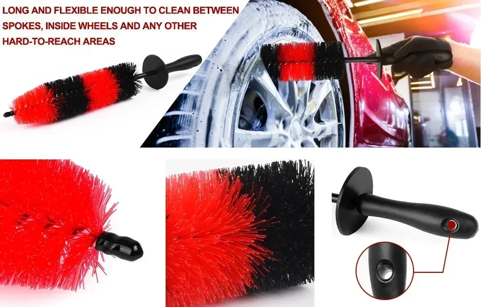 Auto Motorcycle Washing Tool Car Wheel Multifunction Cleaning Brush Long Soft Handle Rim Hub Microfiber Brush Tire Detail Amagi