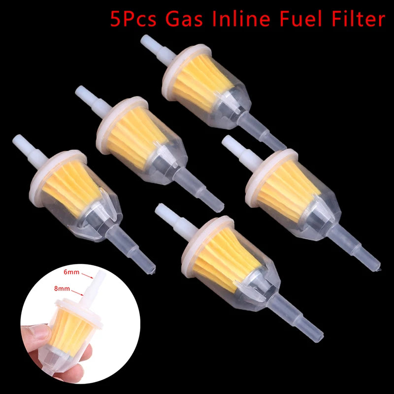 Hot sale 5Pcs Inline Gas/Fuel Filter 6MM-8MM 1/4" For Lawn Mower Small Engine Auto Motorcycle Oil Filt