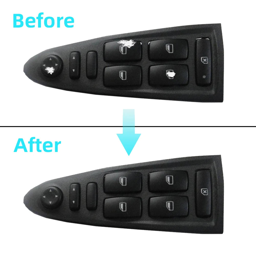 1pc For Fiat Croma Windows Button Stickers Decals Repair Worn Button Knob Switch Window Control Panel Black Car Stickers