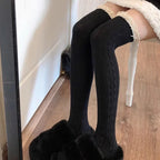 Sweet Lace Thigh High Socks Japanese Style Knitted Long Socks JK Lolita Black White Stockings Women Girls Amagi