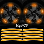 10pcs Car Wheel Hub Reflective Sticker Tire Rim Reflective Strips Luminous For Nissan Kicks X-trail Juke Tiida Qashqai Leaf Micr