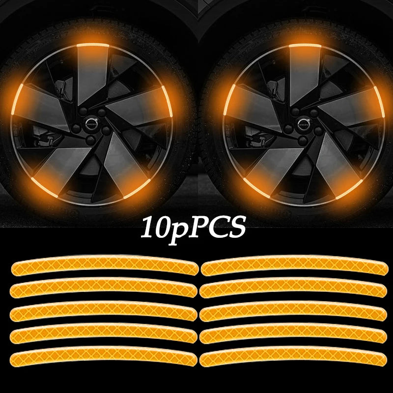 10pcs Car Wheel Hub Reflective Sticker Decorative Strips For Volkswagen Golf 4 5 7 6 Chevrolet Cruze Honda Civic Accord 2023