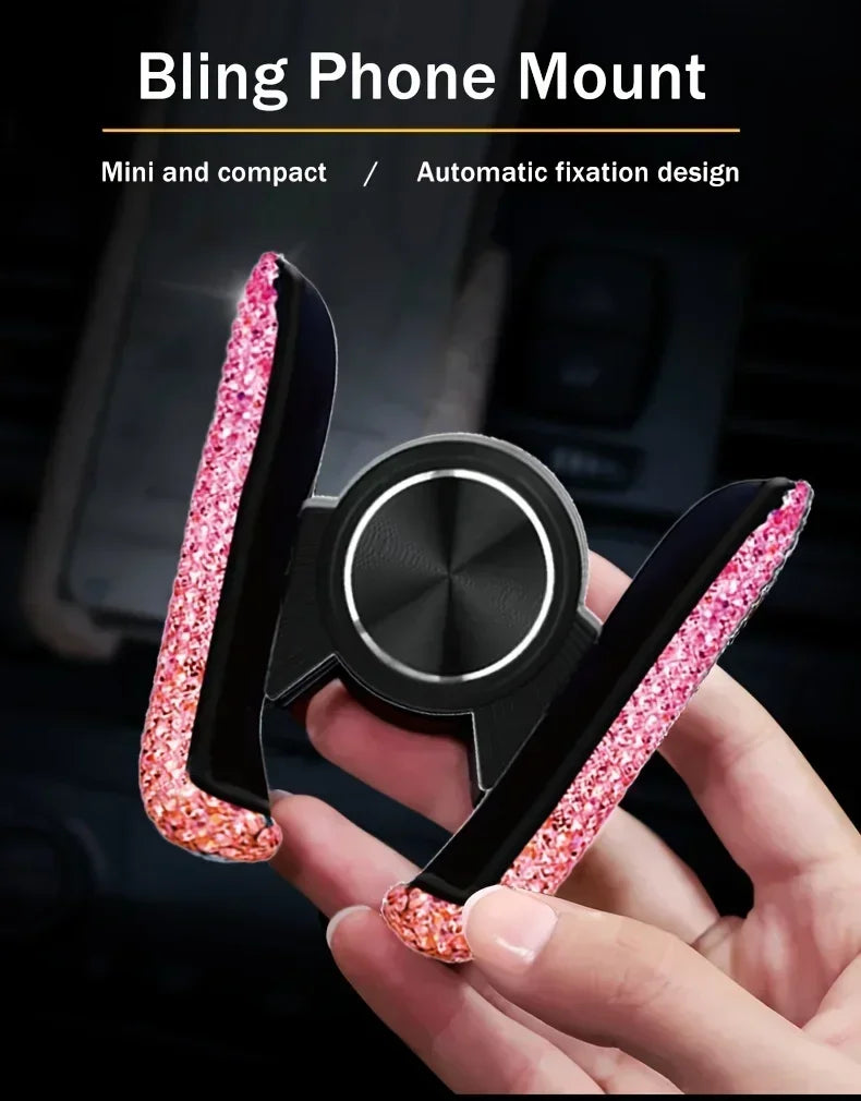 Car Phone Holder Women Diamond Crystal Car Air Vent Mount Clip Mobile Phone Holder Stand in Car Bracket Interior Amagi