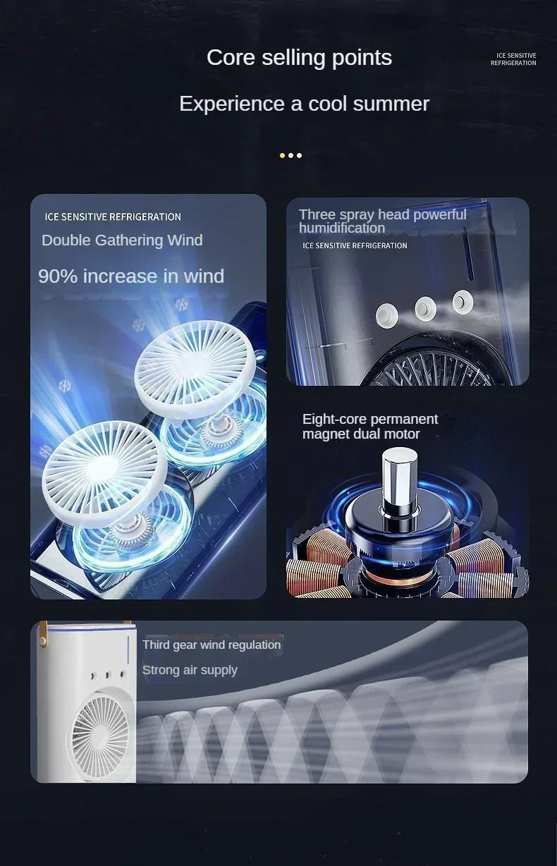 Spray Air Conditioning Fan Refrigeration Fan Household Portable Cooling Fan USB Charge Mini Electric Fan Amagi