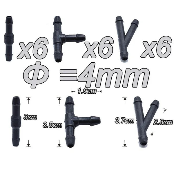 18pcs Car Wiper Spray Pipe Joint T Y I Shaped Windshield Washer Pipe Nozzle Wiper Cleaning Water Hose Tube Joint Car Accessories