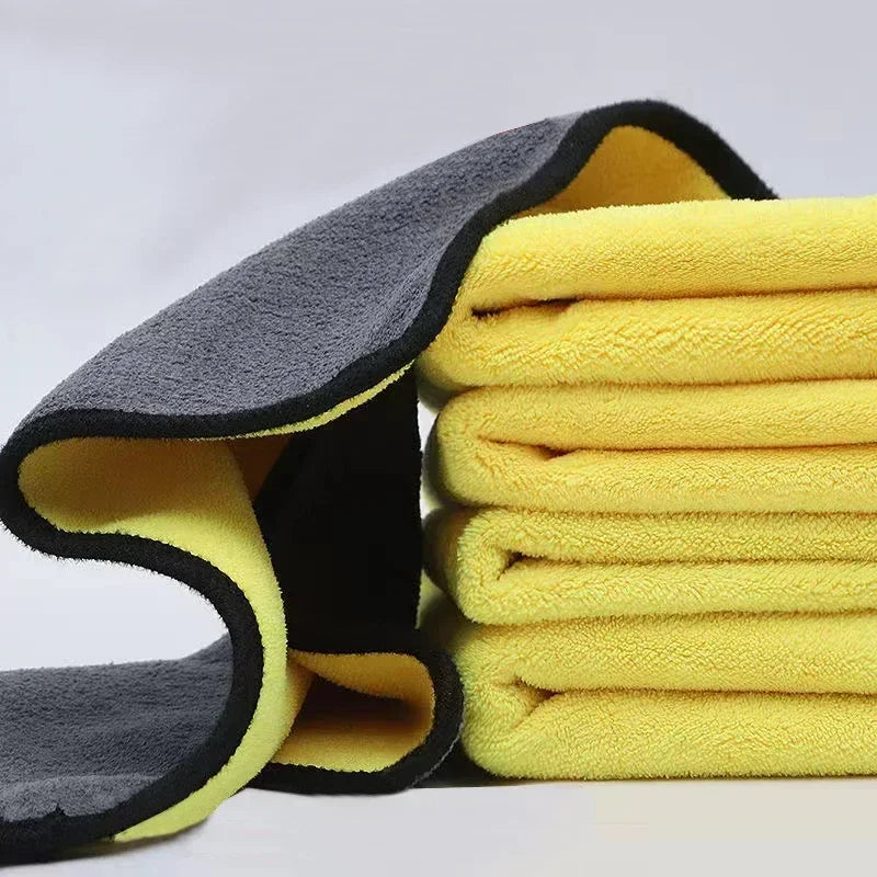 Microfiber Cleaning Towel Thicken Soft Drying Cloth Car Body Washing Towels Double Layer Clean Rags Car Accessories Amagi