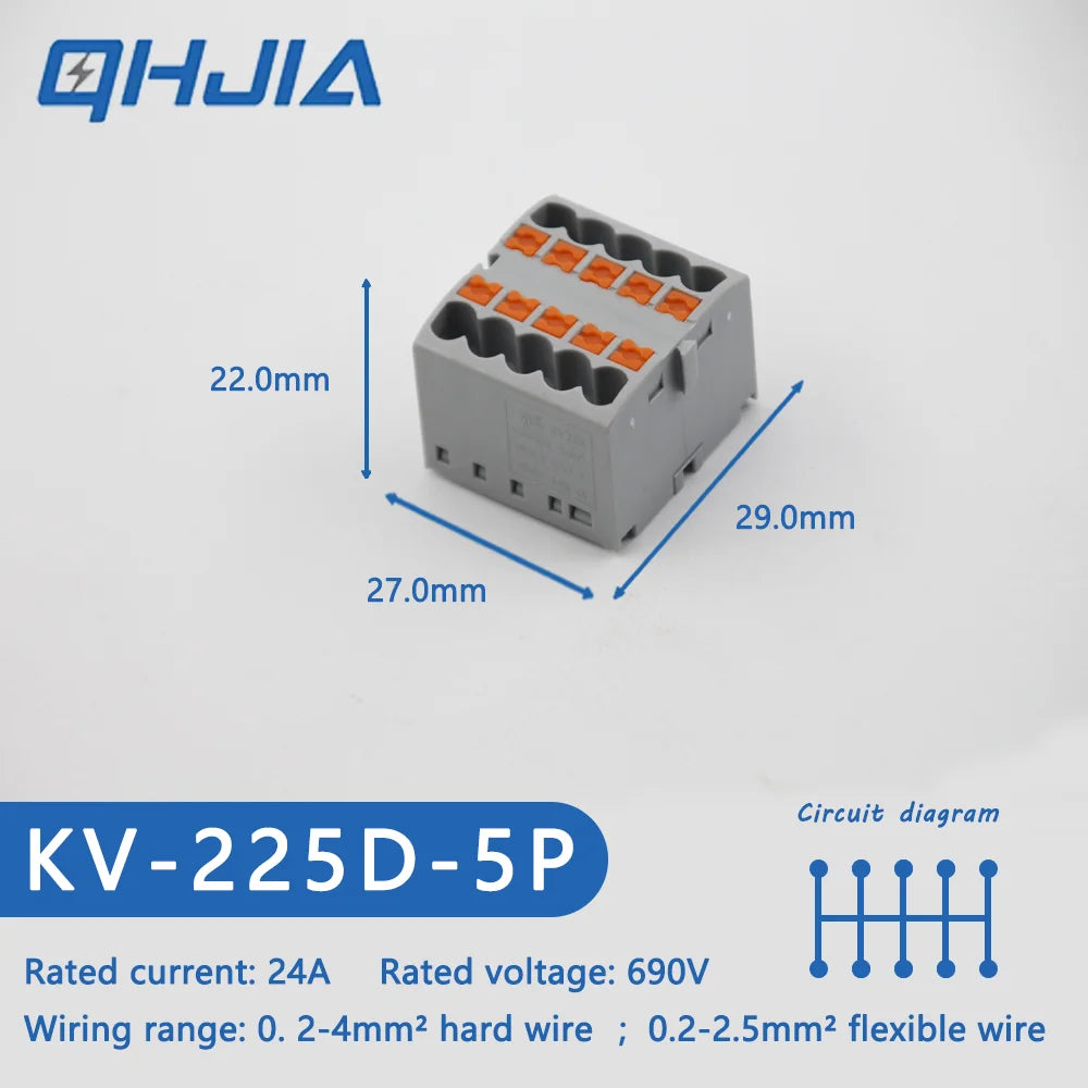 Fast Wiring Mini Rail-Type Quick Junction Box | 1-In-Multi-Out Plug-in Terminal Wire Connector for Easy Electrical Connection