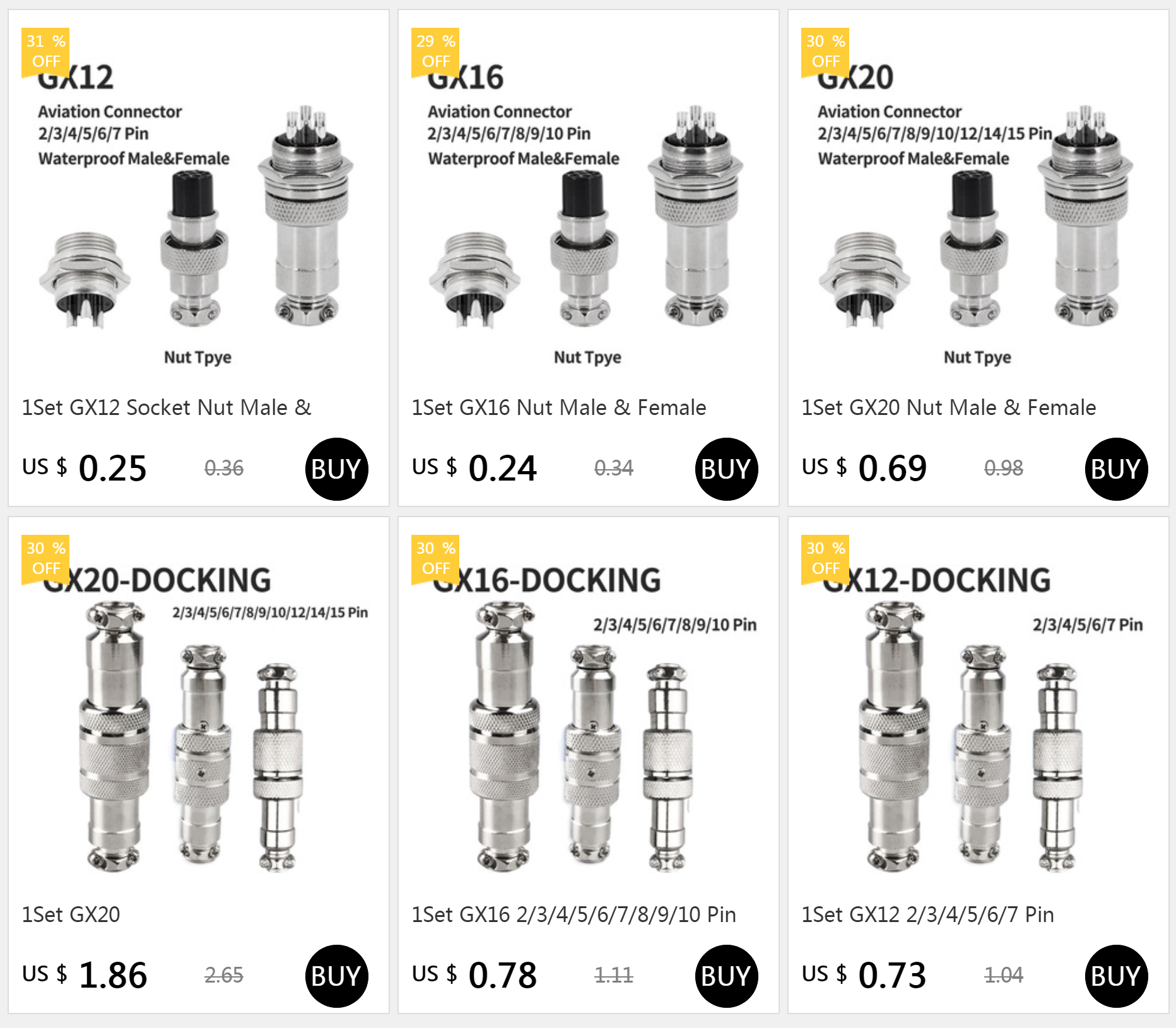1Set GX20 2/3/4/5/6/7/8/9/10/12/14/15 Pin Male&Female Docking Aviation Plug&Socket Circular Waterproof butt joint Connector