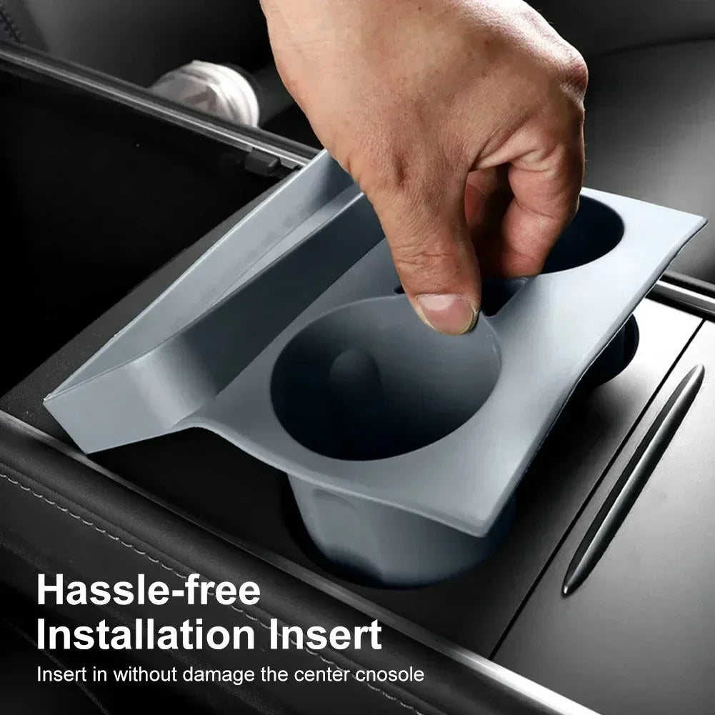 Premium Cup Holder Insert Secure Fit for Model Y/3 Center Console Round Slot Cover with Enhanced Interior Style Tools Amagi