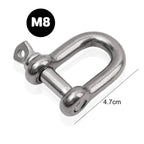 Stainless Steel D Link Shackle Ring Hooks Lifting Shackle Lock Wire Rope Clips D-Type Rigging Shackle Hooks Boat Hardware Tools