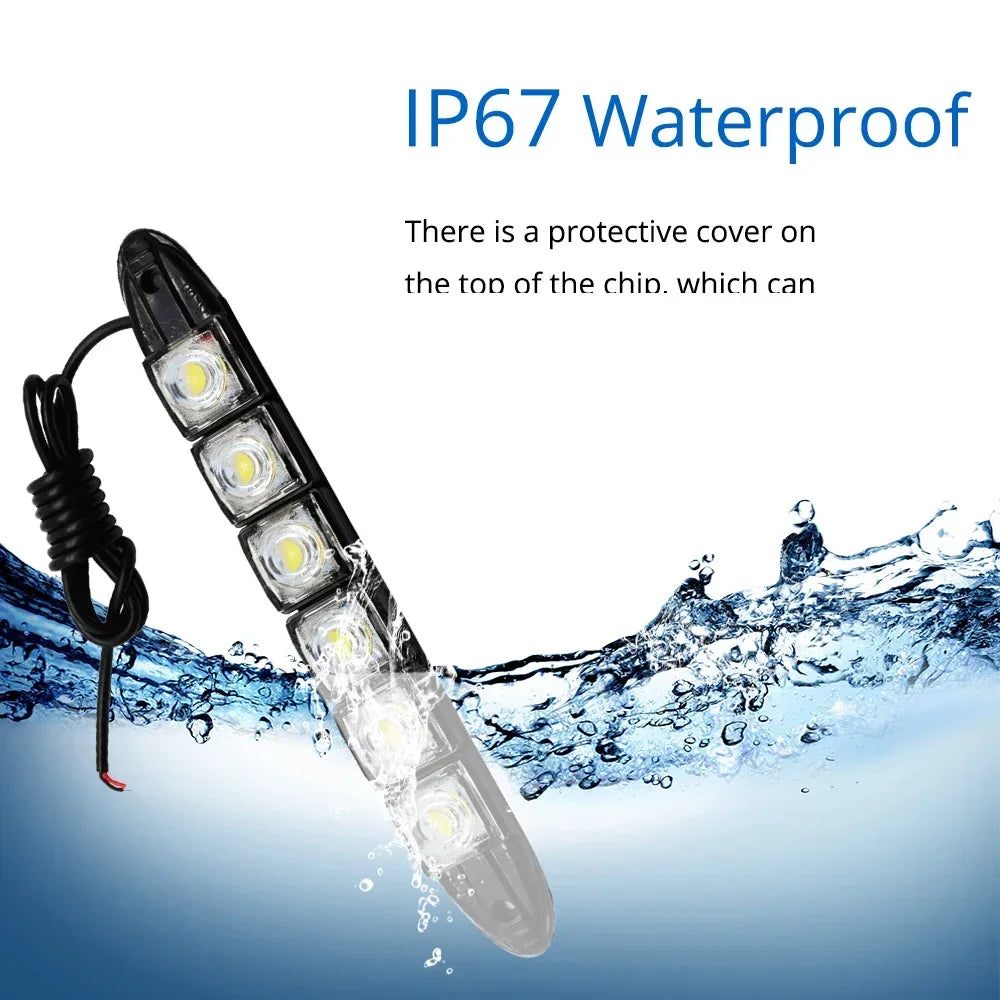 2Pcs Universal Car Led DRL Daytime Running Light Flexible 6SMD White Ice Blue Waterproof Driving Fog Bulb Styling DC 12V Tools