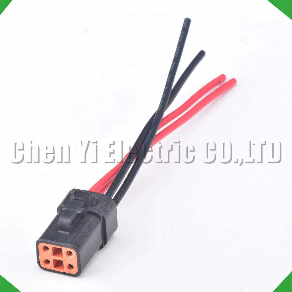 4-Pin Wire Harness Harness Automotive Waterproof Connector harness Black DTP06-4S DTP04-4P