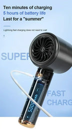 Motorcycle Portable Hand Fan 100 Wind Speeds Mini Turbo Handheld USB Rechargeable Highspeed Camping Cooling Electric Air Cooler