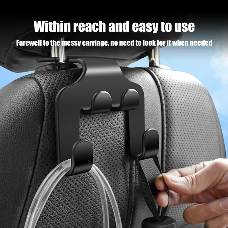 Car Seat Headrest Hook 4 Pack Hanger Storage Organizer Universal for Handbag Purse Coat Fit Universal Vehicle Car Black Amagi