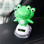 Cute Frog Car Interior Solar Decoration Bobble Head Frog Solar Powered Shaking Head Ornament Animated Car Dashboard Decoration