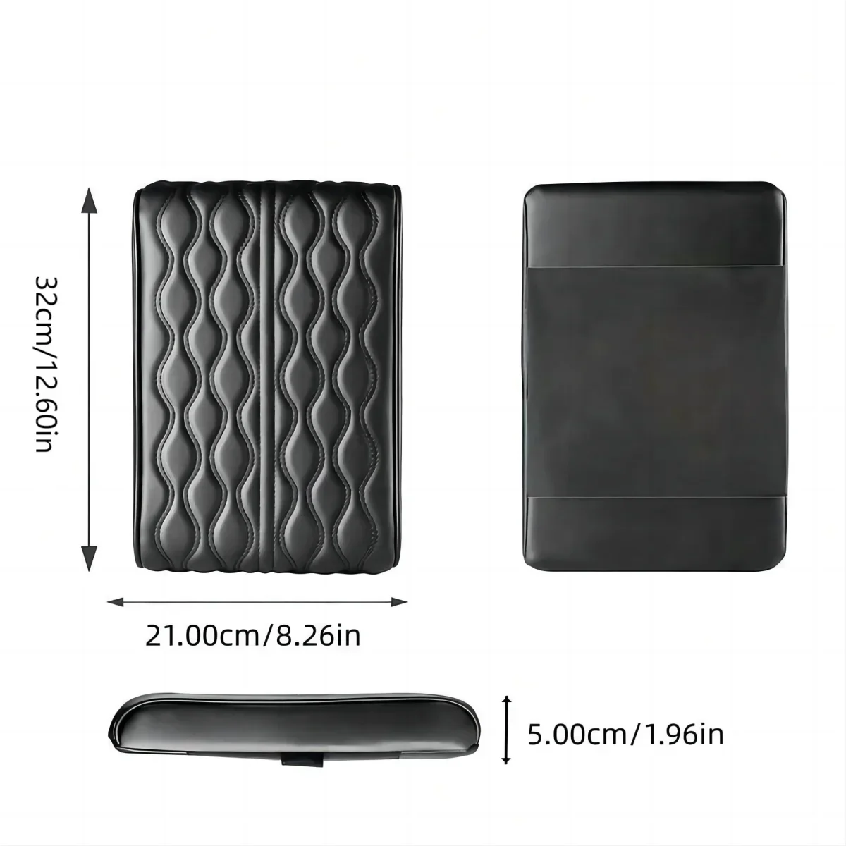 Car Soft Armrest Mat Wave Embroider PU Leather Center Console Arm Rest Protection Cushion Auto Armrests Storage Box Cover Pad