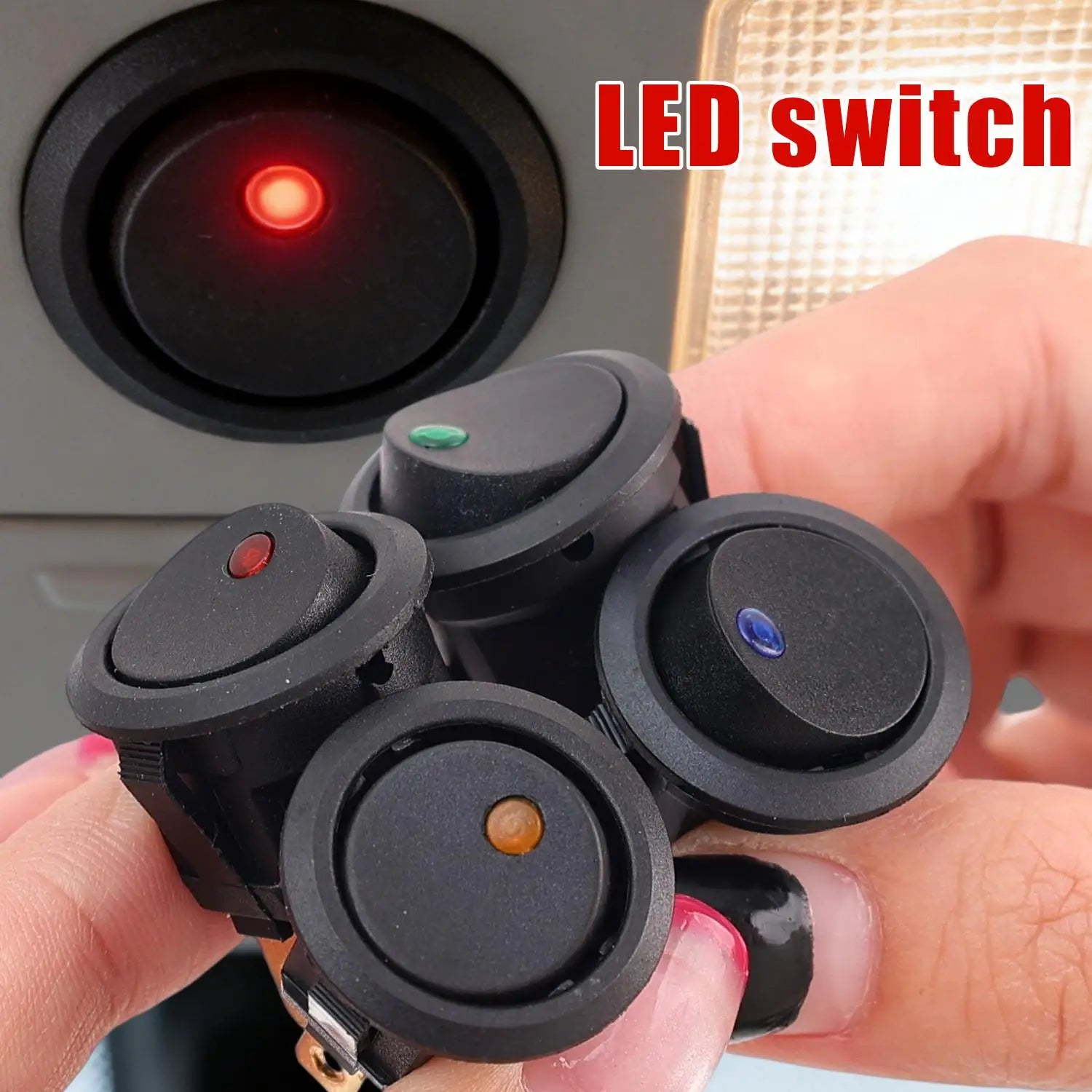 Automotive Rocker Switch 12V 3 Pin Cat Eye LED Light ON OFF Toggle Dash Replacement for Car Motorcycle Marine Boat RV Parts New