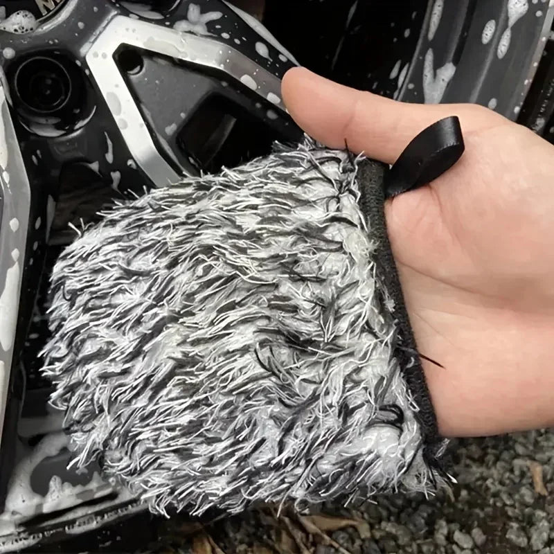 Car Tyre Cleaning Cloth Universal Car Detailer Cleaning Tool Car Wheel Cleaning Wash Glove Microfiber Auto Wash Accessorie Amagi