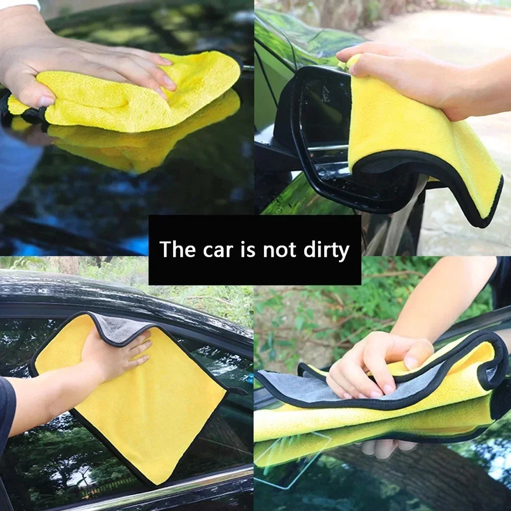 Car Wash Towels Cleaning Cloth Absorbent Dry Cloth General Purpose Microfiber Towel Thickened Yellow 30/40/60cm Amagi
