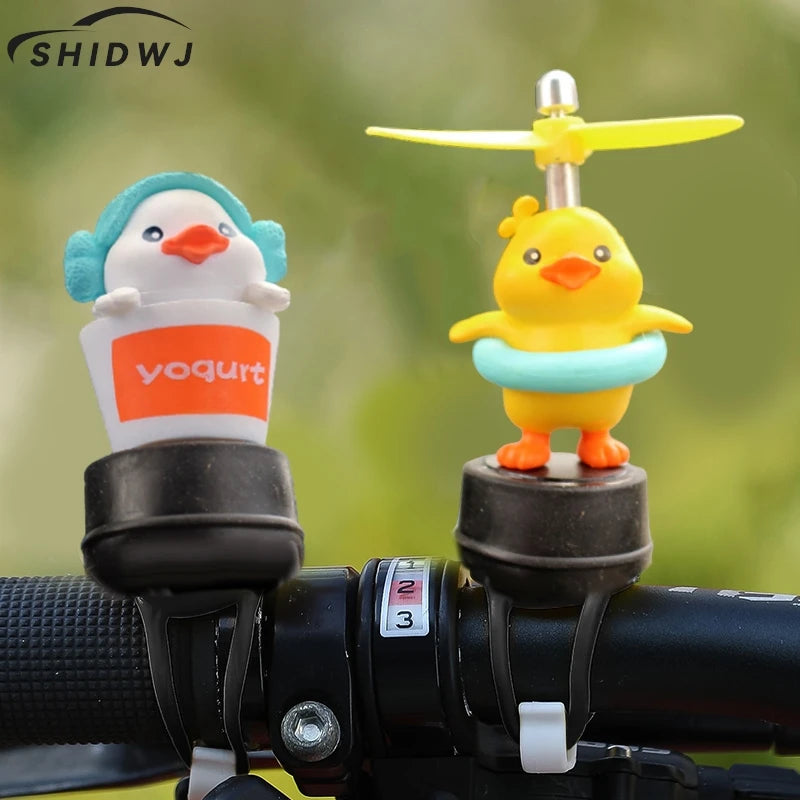 1Pcs Cute Little Yellow Duck Motorcycle Riding Handlebar Decoration Toy With Propeller Bike Moto Driving Ornaments