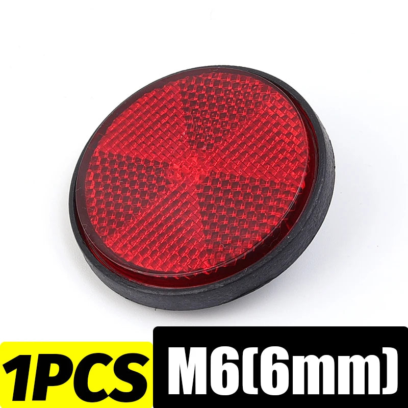 Round Motorcycle Reflector M6 Mounting Screw Night Warning Board for Dirt Bike Electric Scooter Bicycle Rear Tail Safety Lamp