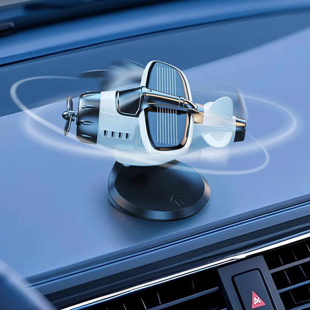 1PC Solar Energy Powered Rotating Propeller Fighter Ornaments Car Solar Decor Auto Interior Decoration Solar Aircraft Model
