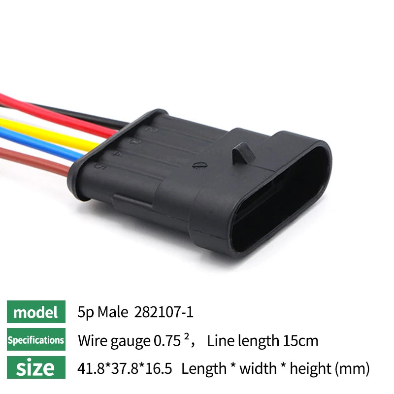 5/20/100Sets AMP Type 1.5 Series Automotive Waterproof Connector Plug Socket HID Male&Female 15CM Wire Harness 1P/2P/3P/4P/5P/6P