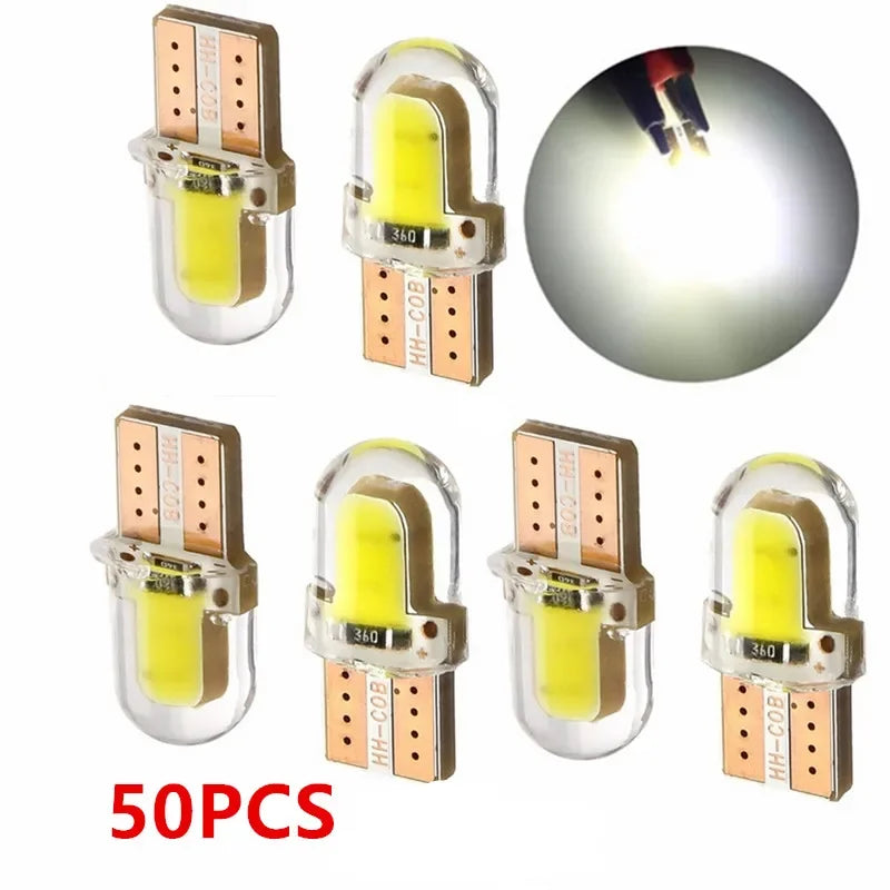 5/40PCS Light Bulbs LED W5W T10 COB 4SMD Led Parking Bulb Auto Wedge Clearance Lamp Canbus Silica Bright White License Amagi