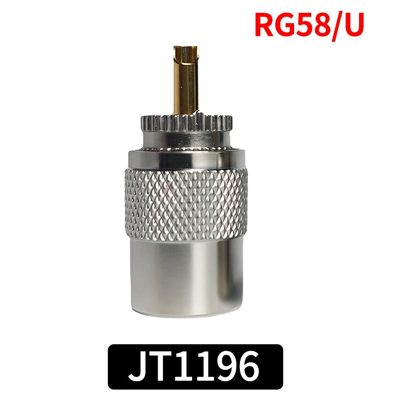 UHF Male Plug & N-Type Male Plug RF Connectors, Gold-Plated Brass Crimp Adapter for RG58 RG59 RG6U Coaxial Cable, Antenna Use