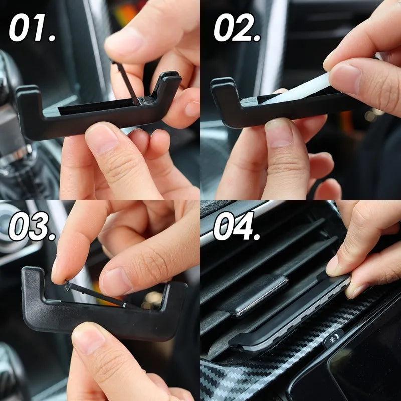 Car Aromatherapy Clip Solid Aromatherapy Strips Set Auto Air Outlet Wind Direction Paddle Hidden Fragrance Clip Scent Tablets