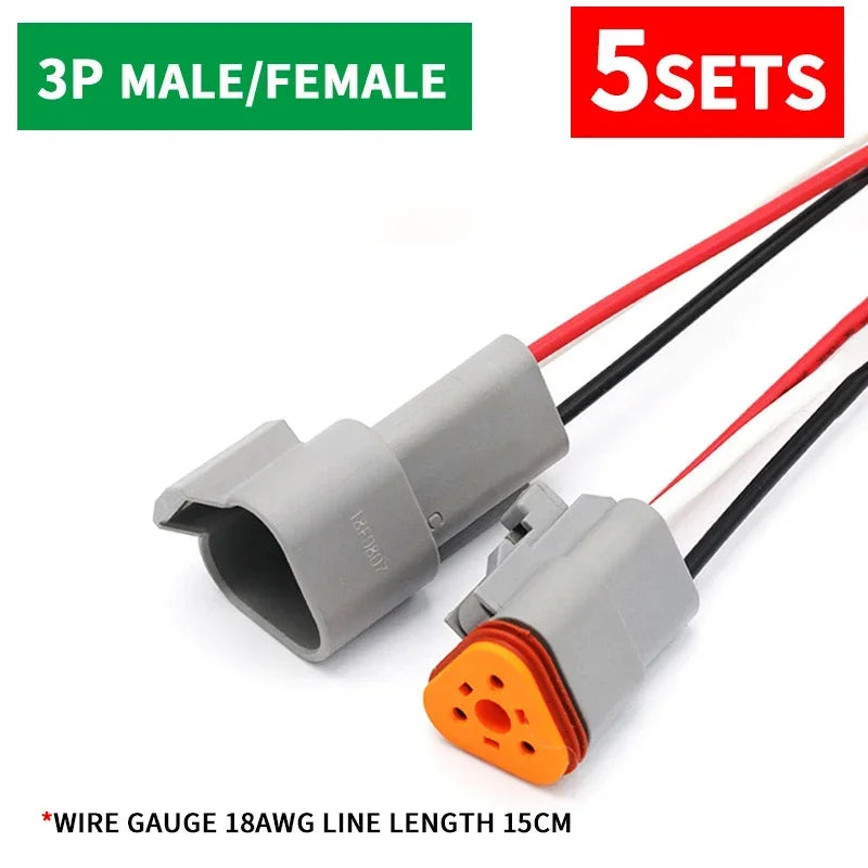 5 Sets Deutsch DT Connector with 15cm Wiring Harness DT06-2S/DT04-2P 2P 3P 4P 6P 8P 12P Waterproof Electrical Connector