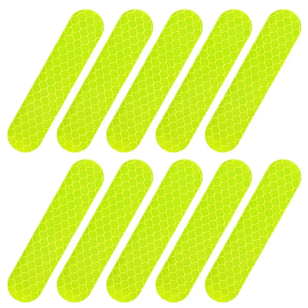 100-10PCS Helmet Safety Warning Reflective Sticker Strip Fluorescent Decorative Stickers Bicycle Motorcycle Reflector Tape Decal