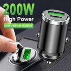 200W Dual USB Ports Car Charger USB Fast Charging Adapter Mobile Phone High Speed Charger For IPhone Samsung Xiaomi Huawei Amagi
