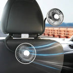 Car USB Fan Dual Head Cooling Air Hose Fan for Backseat 360°Rotation 3-Speed Auto Headrest Fan For Rear Seat Amagi