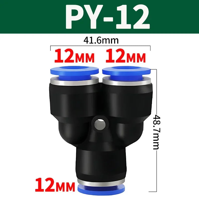 Pneumatic Push-to-Connect Fittings Kit 20/100/500PCS Y W Shaped Air Water Oil Hose Connectors for Nylon Polyurethane Tubing