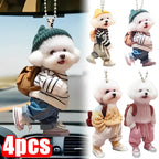 Creative Puppy Man Acrylic Creative Puppy Backpack Car Pendant Realistic Auto Rearview Mirror Ornament Car Interior Decoration