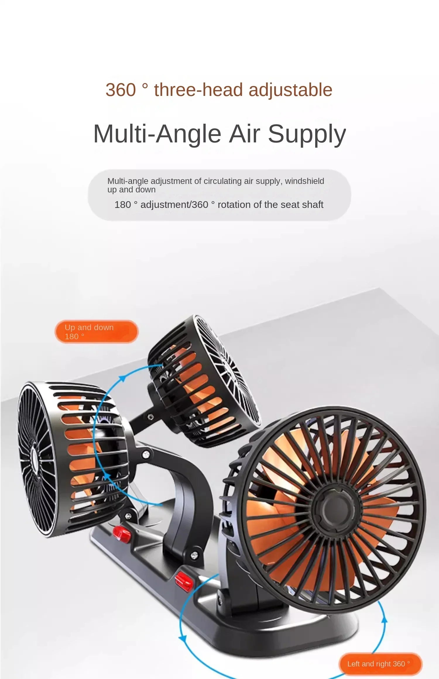Motorcycle Special 5V 12V 24V Powerful Heads 360° Rotatable 2 Speeds Car SUV Truck BUS Van Mini Cooling Fan Amagi