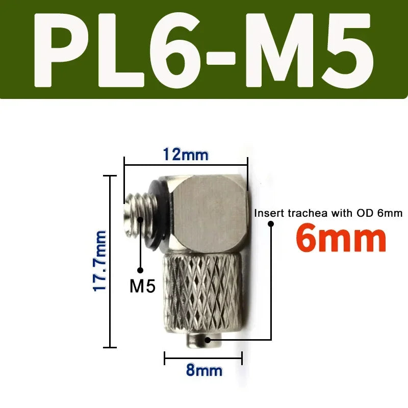 Mini Pneumatic Pipe Connector PC PL Screw Through Quick Fitting Fast Twist Joint ,Male Thread M3 M4 M5 M6 - Tube OD 3mm 4mm 6mm
